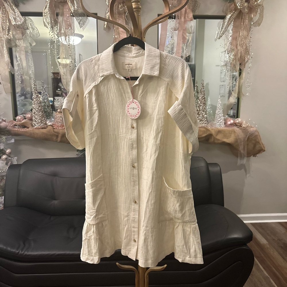 Umgee Cream Button-Down Tunic